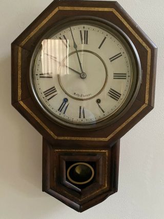 Look Antique Seth Thomas Short Drop Wall Regulator Chime Clock