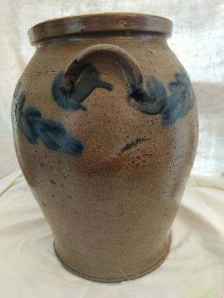 Antique Salt - Glazed Stoneware 9” Tall 2 - Handled One - Gallon Crock Pot