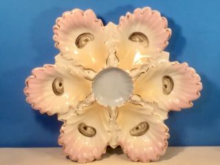 Antique Ruffled Edge Porcelain Oyster Plate C.  1800 