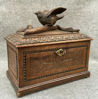 Big Antique Black Forest Jewelry Box Made Of Wood Mid - 1900 