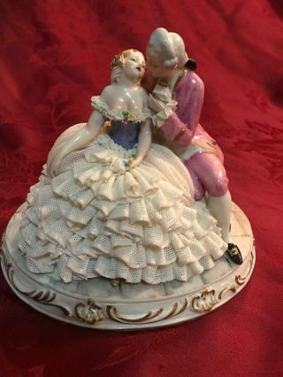 Luigi Fabris Figurine Courting Couple Lovers Porcelain Lace