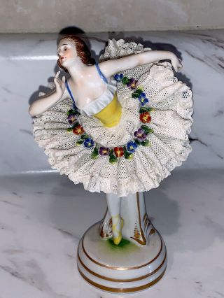 Antique Dresden Lace Ballerina 6” Tall - Made In Germany -