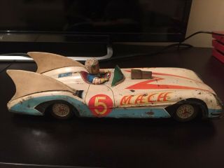 Vintage Aoshin Asc Speed Racer Mach 5 Go Rocket Japan Tin Toy Car Friction