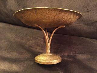 Vintage Tiffany Studios Gilt Bronze Compote Raised Candy Dish On Stand