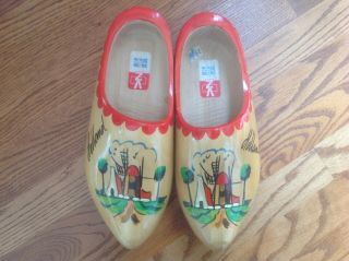 Vintage Dutch Wooden Shoes Holland 38/39 25cm Vz Colorful Guc
