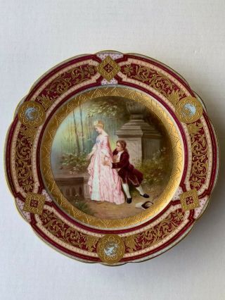 Antique Royal Vienna Porcelain Hand Painted Plate Signed 2
