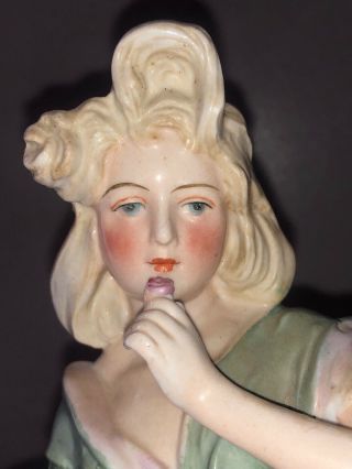 Antique German Porcelain Art Nouveau Schneider Mucha Lady Woman Maiden Figurine