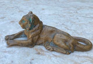 Antique Signed Tiffany Studios Bronze Lion Sculpture Paperweight