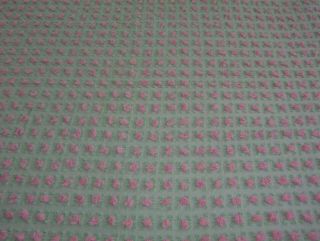 Vintage Morgan Jones Chenille Pink Rosebud Bedspread Fringe Full Vg