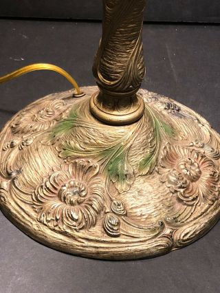 Antique 8 Panel Royal Co NY Caramel Bent Slag Glass Lamp Arts Crafts HEAVY base 3