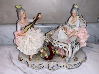 Large Antique Dresden Lace Lady’s Figurine Germany - Marked -