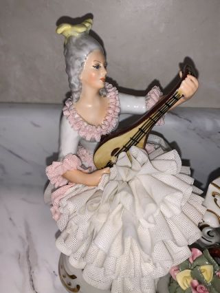 Large Antique Dresden Lace Lady’s Figurine Germany - Marked - 2