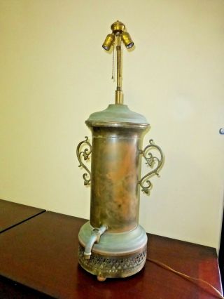 Antique Brass Table Lamp W Spout Renaissance Spanish Industrial Style