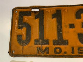 Vintage Antique 1928 Matched Pair Missouri License Plates Set 511 - 301 3