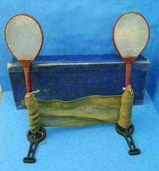 Rare Vtg The Cavendish Table Tennis Ping Pong Set W/ Paddles & Box By Fh Ayres