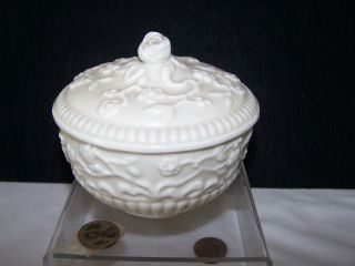 Rare Antique 18th Century St Cloud Porcelain Jar & Lid Prunus Pattern Rose Top