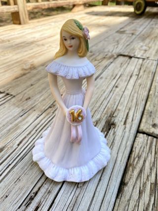 Vintage Enesco Growing Up Birthday Girl Figurine 16 Sixteen Years Blonde Series