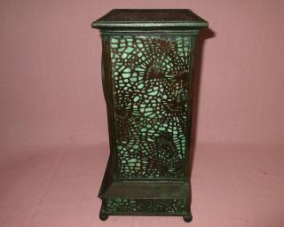 Antique Tiffany Studios York Bronze Slag Glass Pine Needle Desk Table Clock 3