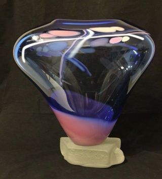 Fabulous Modern Abstract Art Glass Vase On Base