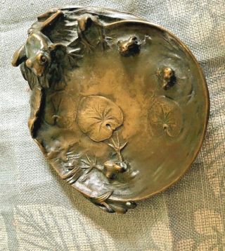 Antique Vintage " Mcclelland Barclay " Frogs,  Lily Pond,  Trinket Tray