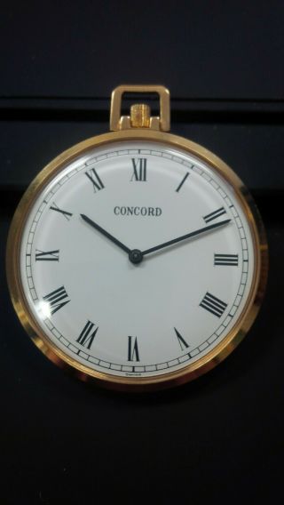 Vintage Swiss Concord Pocket Watch Gold Plated Conditon 17j