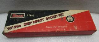 Exc Vintage Snap - On 309simy 1/2 " Drive Deep Impact Socket Set In The Box