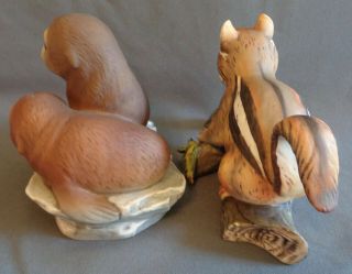Vintage 1980s Homco Masterpiece Porcelain Baby Animals Seal Chipmunk Figurines 2