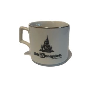 Vintage Walt Disney World Coffee Mug Cup Gold Trim Castle White Ceramic Japan