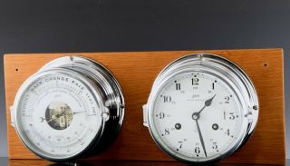 Vintage Schatz Germany Royal Mariner Ships Yacht Clock & Barometer Set