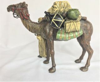 Franz Bergman Antique Austrian Very Rare Bronze Arab With Camel 3
