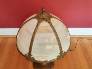 Antique E.  Miller & Co 1106 Art Nouveau Caramel Slag Glass Table Lamp 3