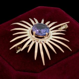 Antique Vintage Art Deco 18k Rose Gold Egyptian Corundum Alexandrite Pin Brooch