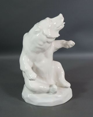 1952 Signed Erich Oehme German Lichte Veb Porcelain Figurine White Polar Bear