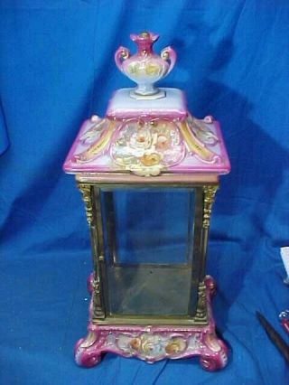19thc Royal Bonn Germany Crystal Regulator Clock Porcelain Case W Roses
