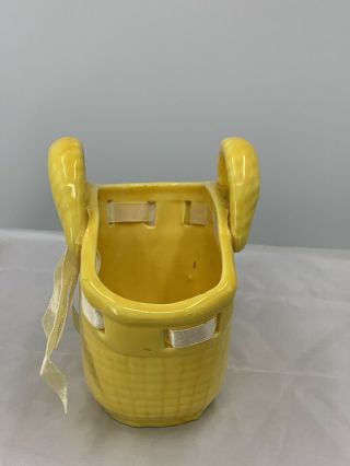 Vintage yellow open lace ceramic basket trinket basket planter Nursery 2