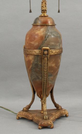 Large Early 20thC Antique Neoclassical Agate & Gold Gilt Bronze Table Lamp 2