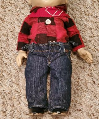Vintage Buddy Lee Doll Cowboy Jeans Denim Hat Cap Antique Flannel Bandana RARE 3