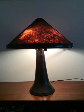 Dirk Van Erp Copper Hammered Copper and Mica Table Lamp circa 1915 3