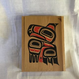Alaskan Slide Box Wooden Natural Wood Black And Red Painting