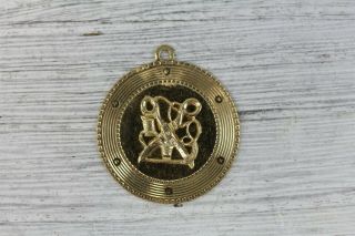 Vintage 14K Yellow Gold Sewing Notions Charm Scissors Needle Disc Pendant 2
