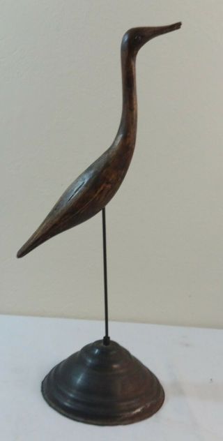 Antique Folk Art Carved Wood Figure Of A Heron Late 19th Century