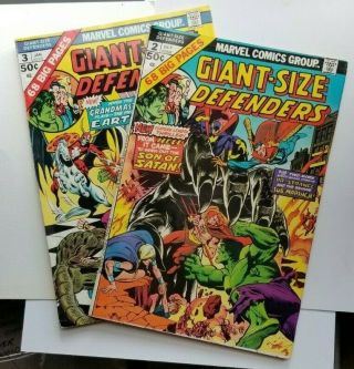 Giant - Size Defenders 2 & 3 1st Appearance Of Korvac (marvel 1975,  1976) Fn