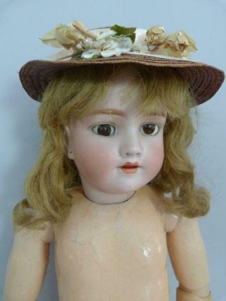 Large 28 Inch Simon & Halbig / Heinrich Handwerck 119 Doll With Antique Wig