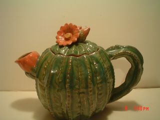 Unique Fitz And Floyd Pottery Cactus Teapot / Pitcher From Japan,  Nm