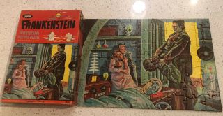 Rare Vintage 1963 Jaymar Frankenstein Revenge Puzzle 60,  Pc Complete W/ Box
