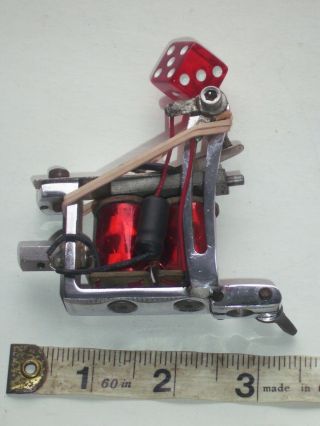 Vintage Un - Signed Tattoo Machine,  With Mounted Red Dice Signature