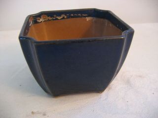 Vintage Bonsai Pot Deep Scalloped 4 7/8 " Square Cobalt Blue Glaze - 50 Of 55