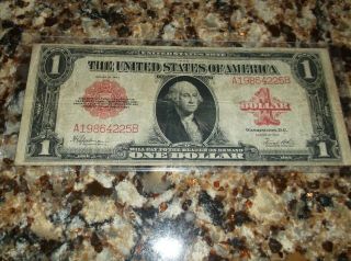 Red Seal 1923 $1 Large Size Horse Blanket Note Currency Usa Us Money Vintage