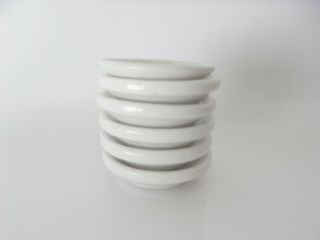 Antique White Farmhouse Ironstone Butter Pats Set Of 6 Round Chunky