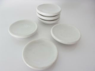 Antique White Farmhouse Ironstone Butter Pats Set of 6 Round Chunky 2
